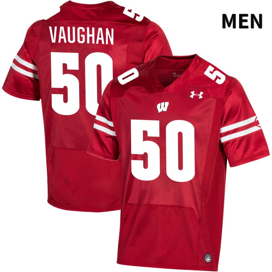 Wisconsin Badgers Men's #50 Aidan Vaughan NCAA Under Armour Authentic Red NIL 2022 College Stitched Football Jersey XG40Y11AZ